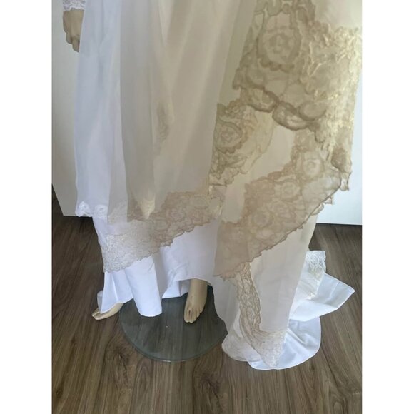 Vintage Weddjng Dress, Size S, 1980s High Neck Lace - Picture 8 of 9